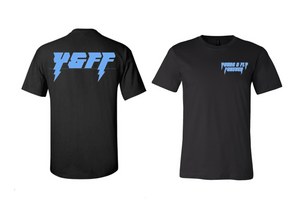 NEW! Sceen printed  LIGHT BLUE lightning black Tees