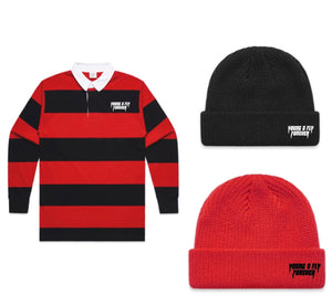 RED RUGBY STRIPE JERSEY (Y&FF polo long sleeve ONLY)