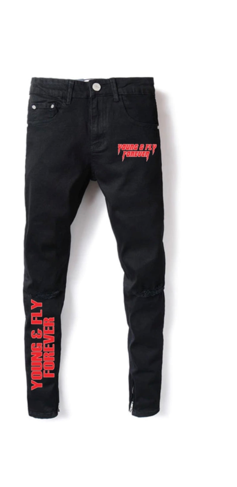 Black double printed jeans (red)