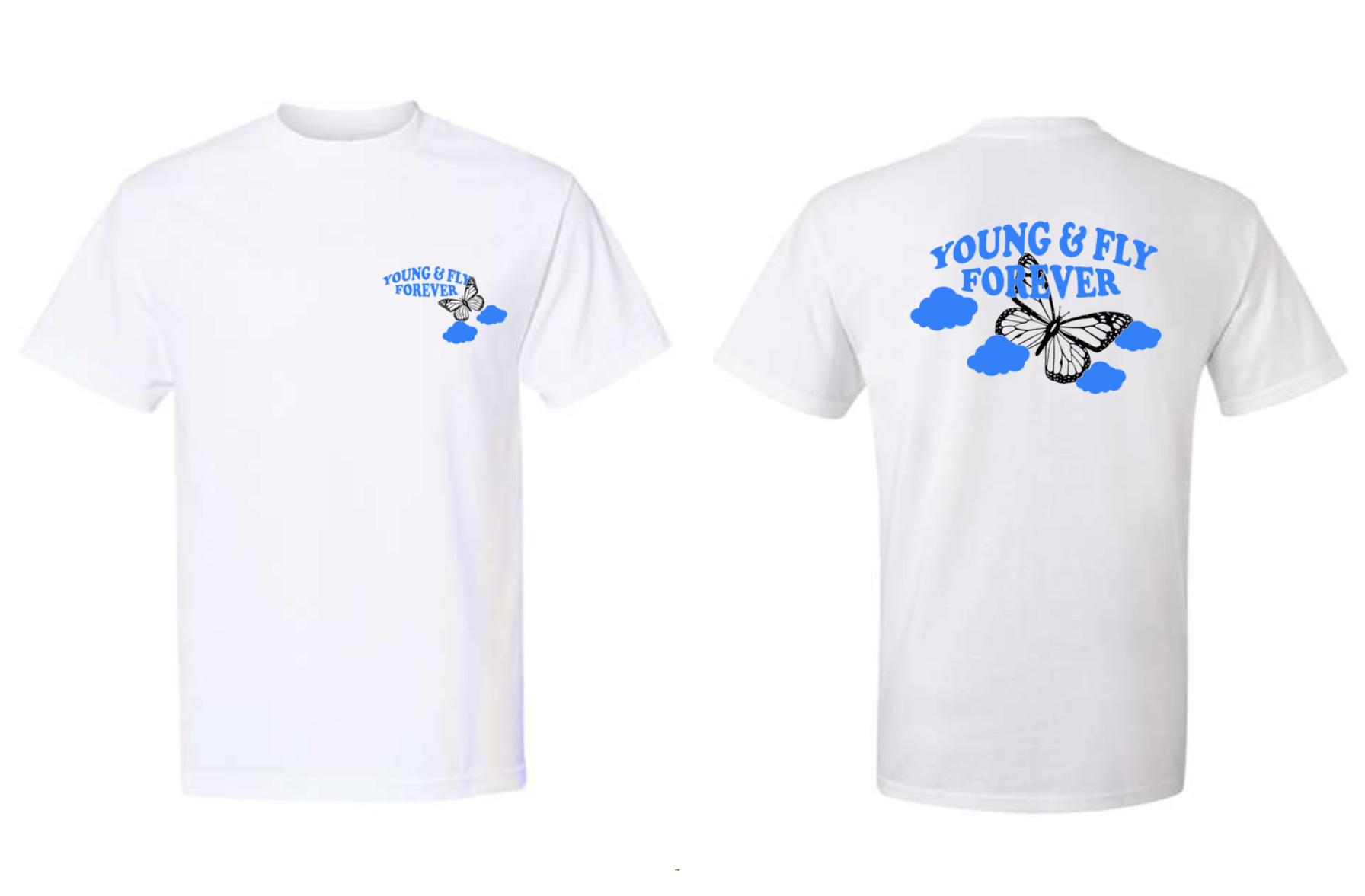 New Butterfly Graphic Tees  (blue and red butterfly)