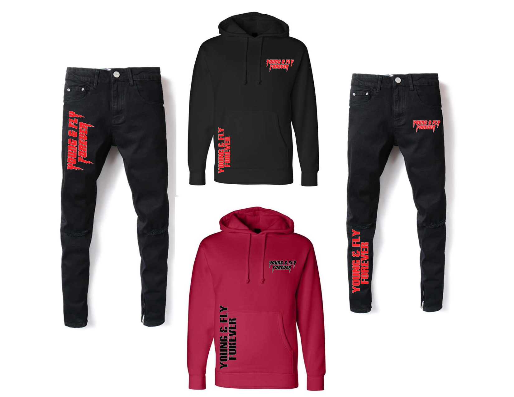 Black double printed hoodies