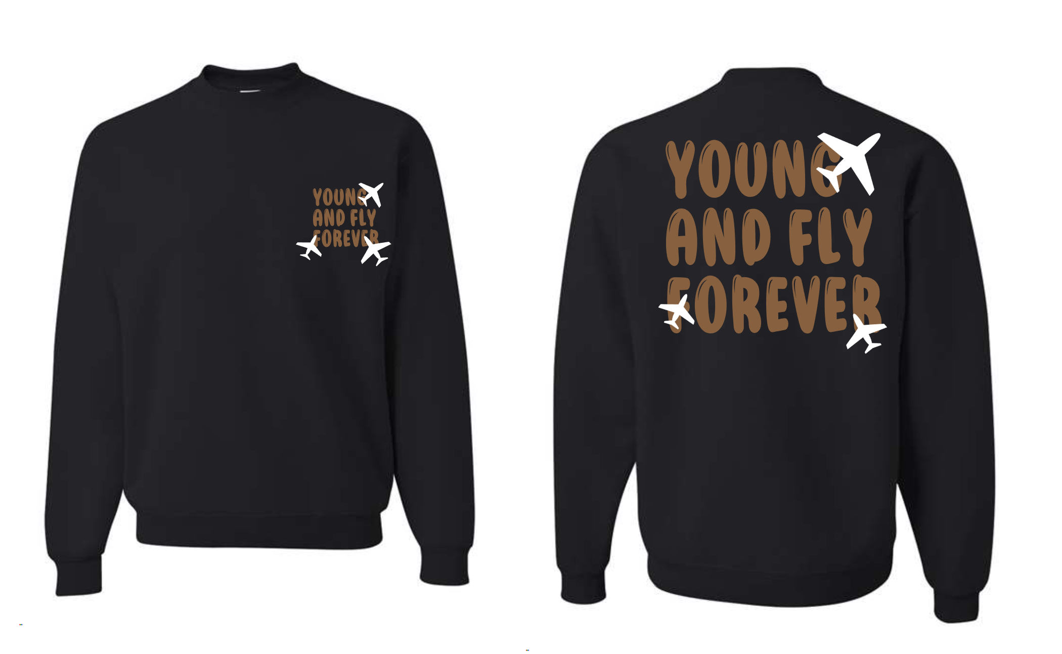 Y&FF Stacked Up BROWN Logo ( crewneck)