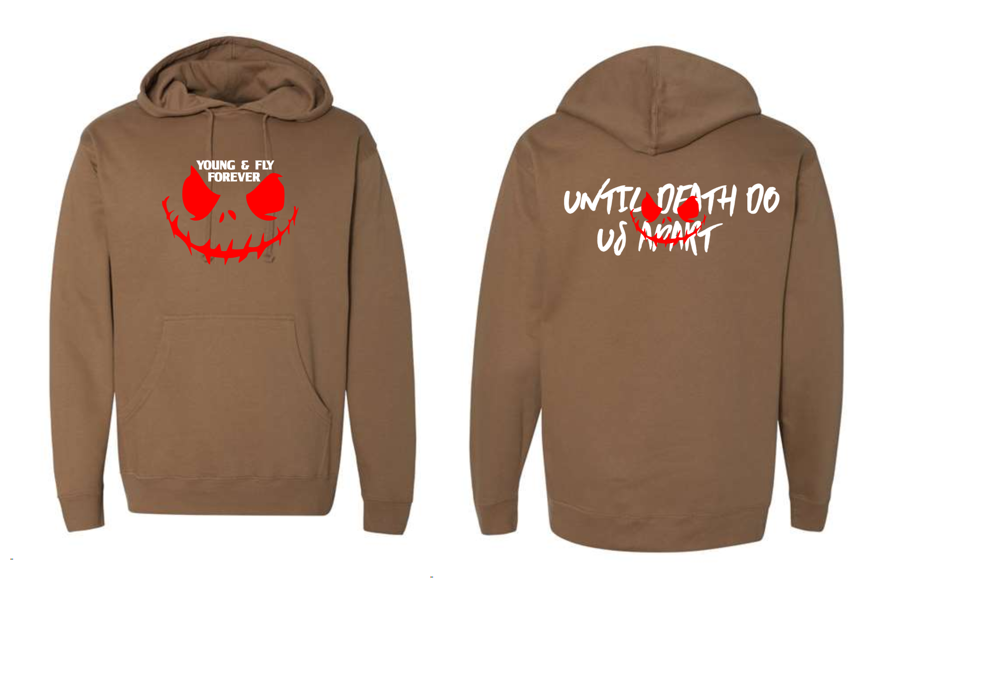 NEW! Limited WHITE demon face (BROWN hoodie)